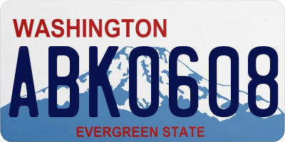 WA license plate ABK0608