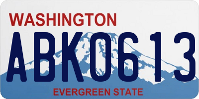 WA license plate ABK0613