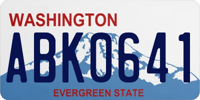 WA license plate ABK0641