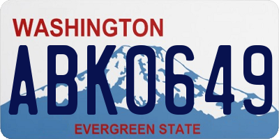 WA license plate ABK0649