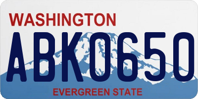 WA license plate ABK0650