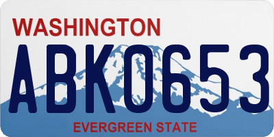 WA license plate ABK0653