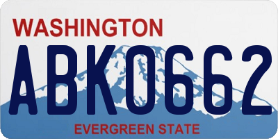 WA license plate ABK0662