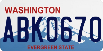 WA license plate ABK0670