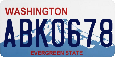 WA license plate ABK0678