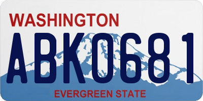 WA license plate ABK0681