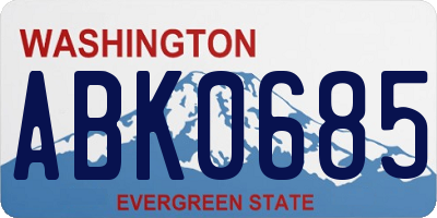 WA license plate ABK0685
