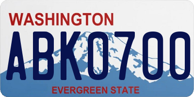 WA license plate ABK0700