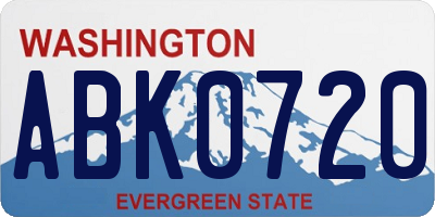 WA license plate ABK0720