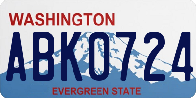 WA license plate ABK0724