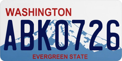 WA license plate ABK0726