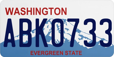 WA license plate ABK0733