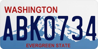 WA license plate ABK0734