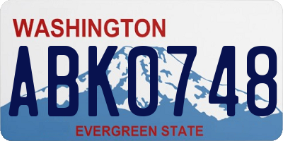 WA license plate ABK0748