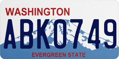 WA license plate ABK0749