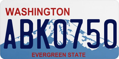WA license plate ABK0750