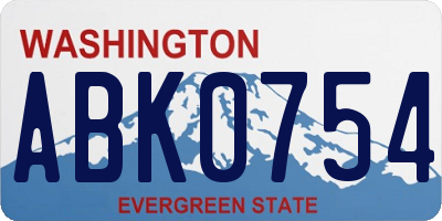 WA license plate ABK0754