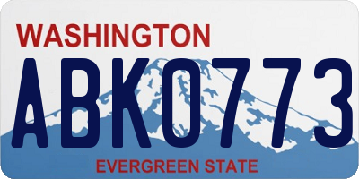 WA license plate ABK0773