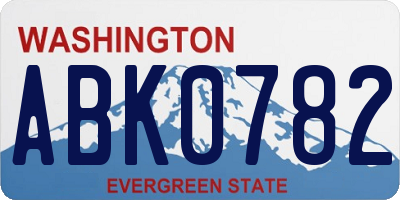 WA license plate ABK0782