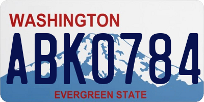 WA license plate ABK0784