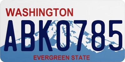 WA license plate ABK0785