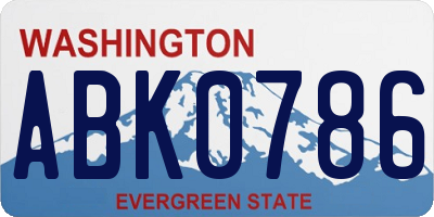 WA license plate ABK0786