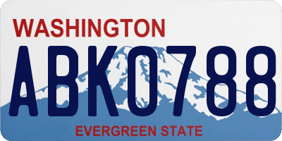 WA license plate ABK0788