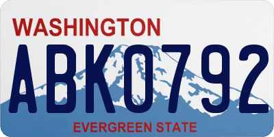 WA license plate ABK0792