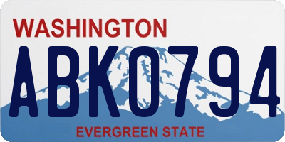 WA license plate ABK0794