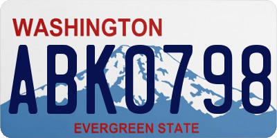 WA license plate ABK0798