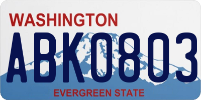 WA license plate ABK0803