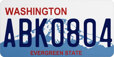 WA license plate ABK0804