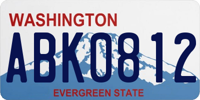 WA license plate ABK0812