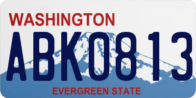 WA license plate ABK0813