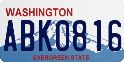 WA license plate ABK0816
