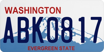 WA license plate ABK0817