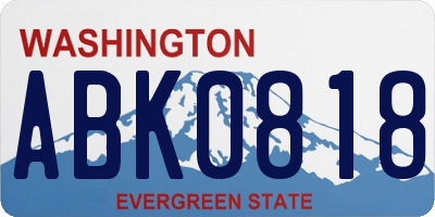 WA license plate ABK0818