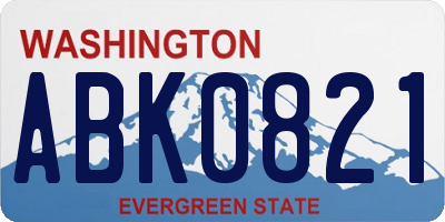 WA license plate ABK0821