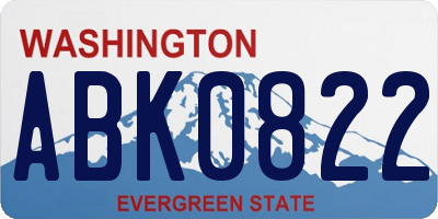 WA license plate ABK0822