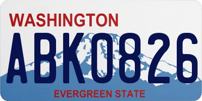 WA license plate ABK0826