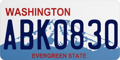 WA license plate ABK0830