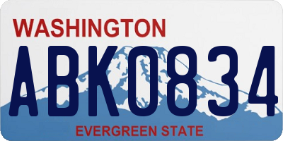 WA license plate ABK0834