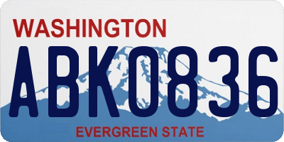WA license plate ABK0836
