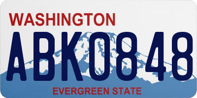WA license plate ABK0848