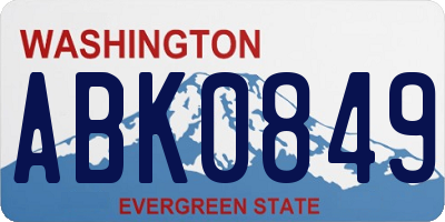 WA license plate ABK0849