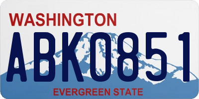 WA license plate ABK0851