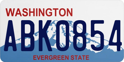 WA license plate ABK0854
