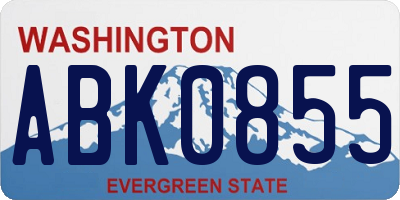 WA license plate ABK0855