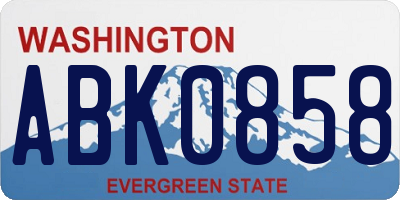 WA license plate ABK0858