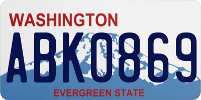 WA license plate ABK0869